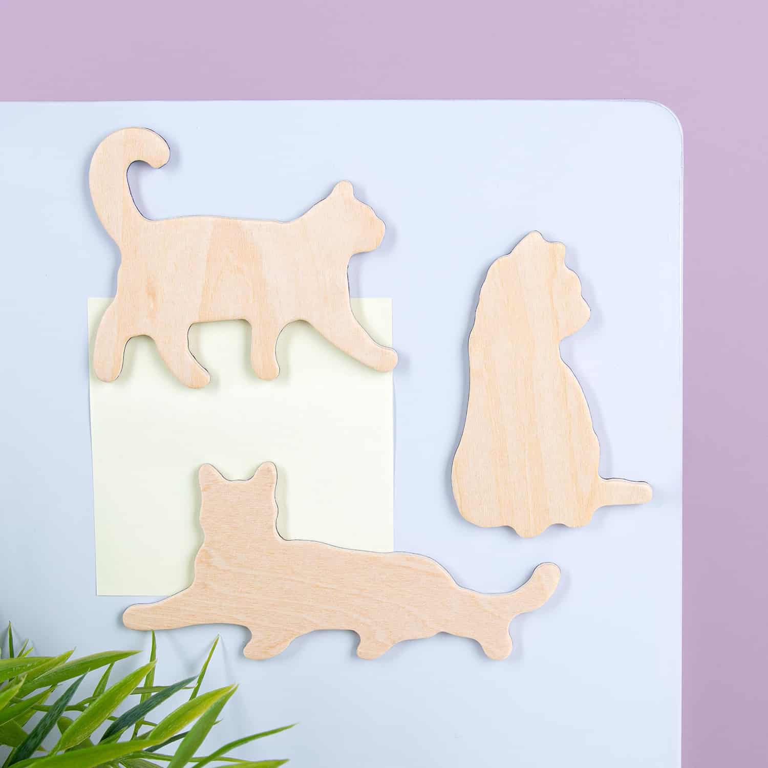 Holztiere-Magnete (Set von 3) – Katze