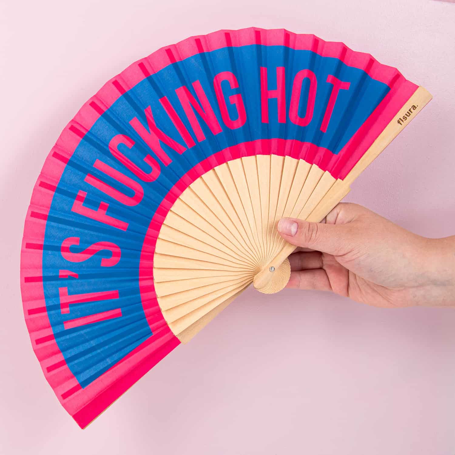 Holzfächer It’s Fucking Hot – Blau/Rosa/Gelb