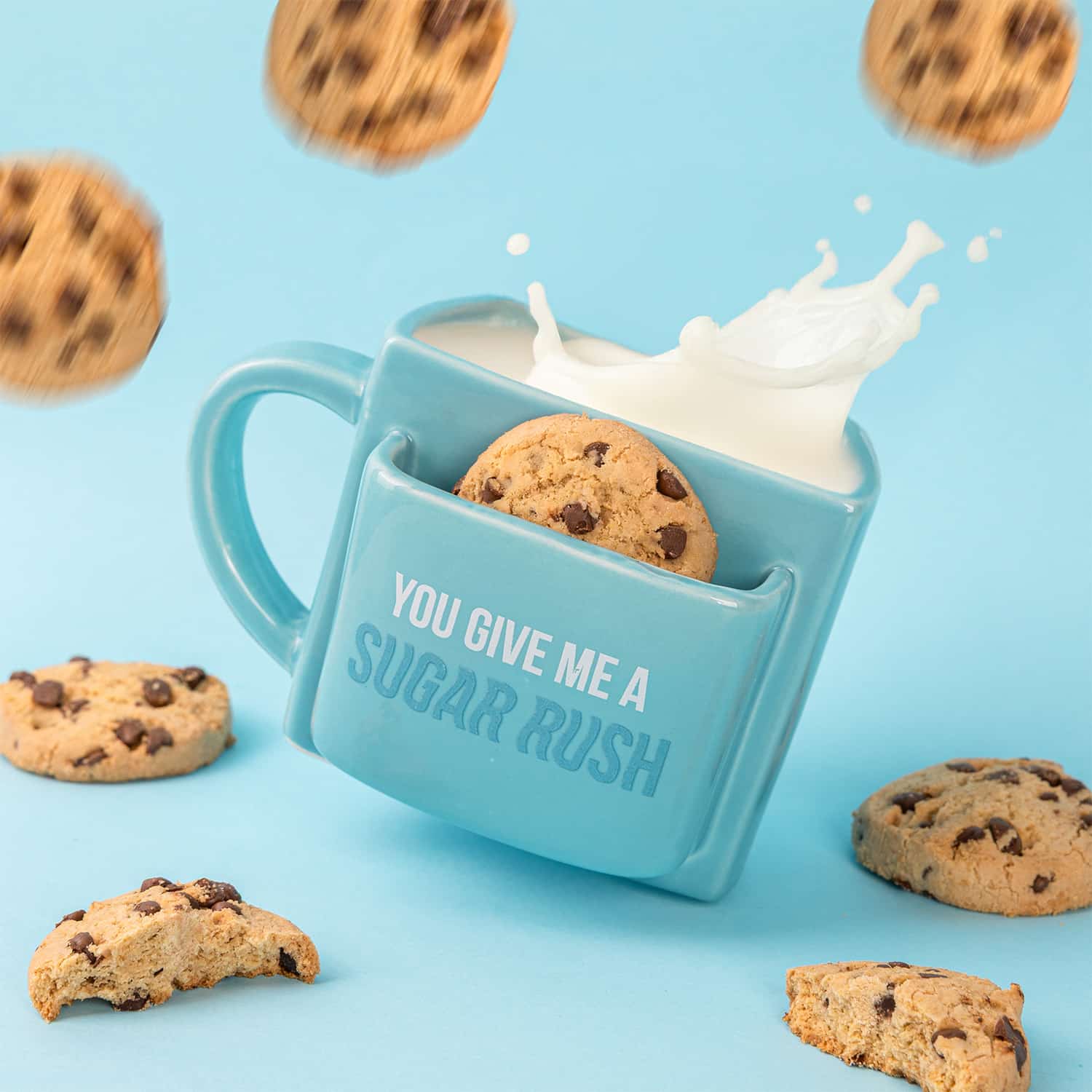 Tasse mit Keksfach – You Give Me A Sugar Rush (blau)