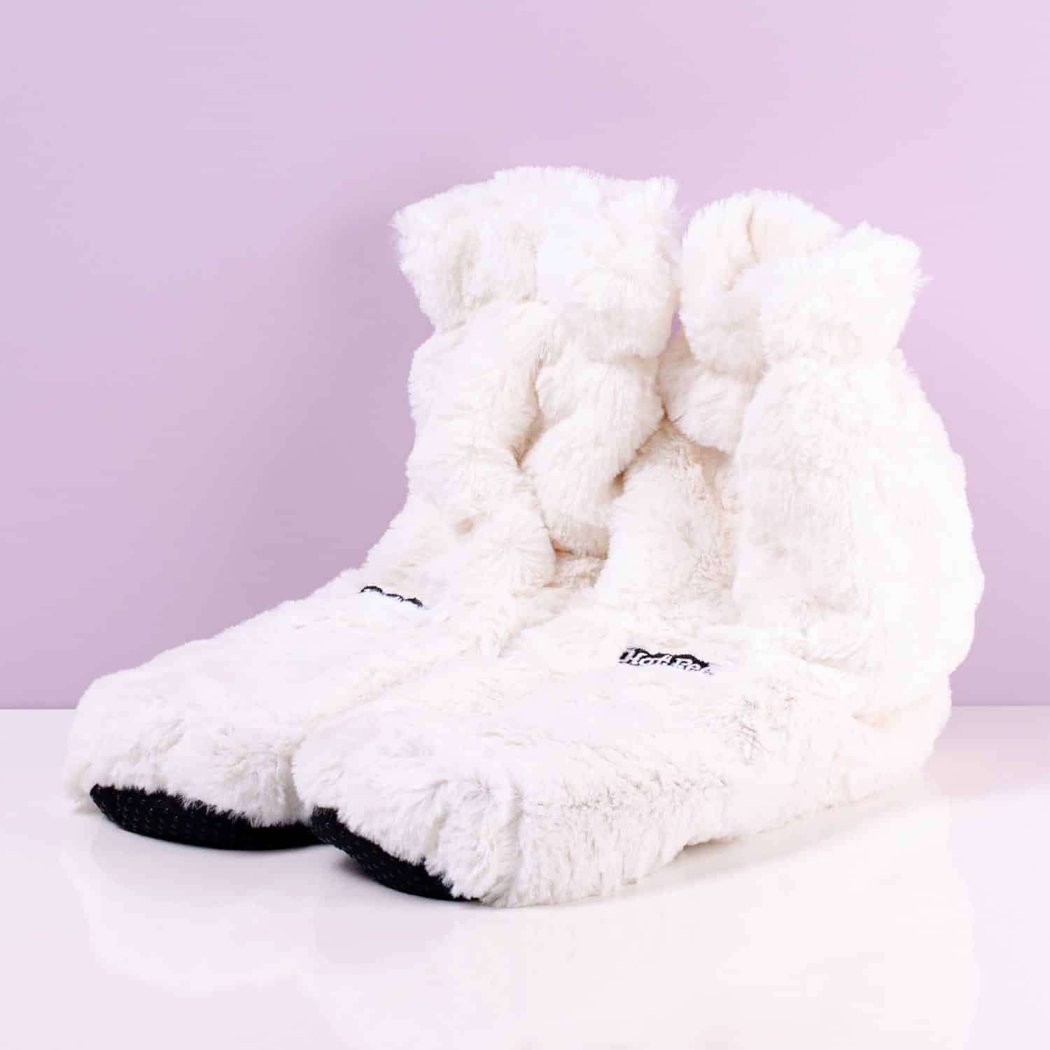 Hot Feet Mikrowellen-Hausschuhe – Hoch/Weiss