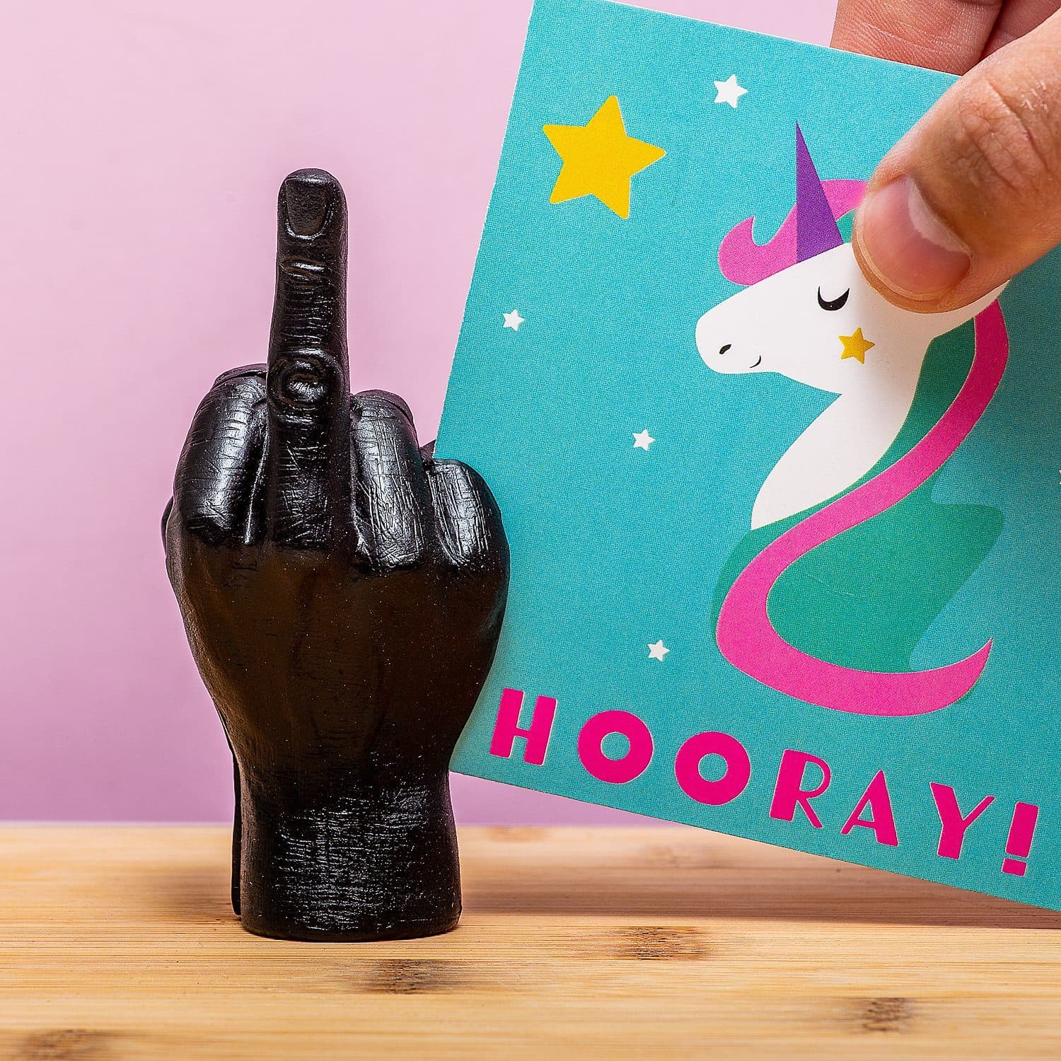 Mittelfinger Fotohalter – Schwarz