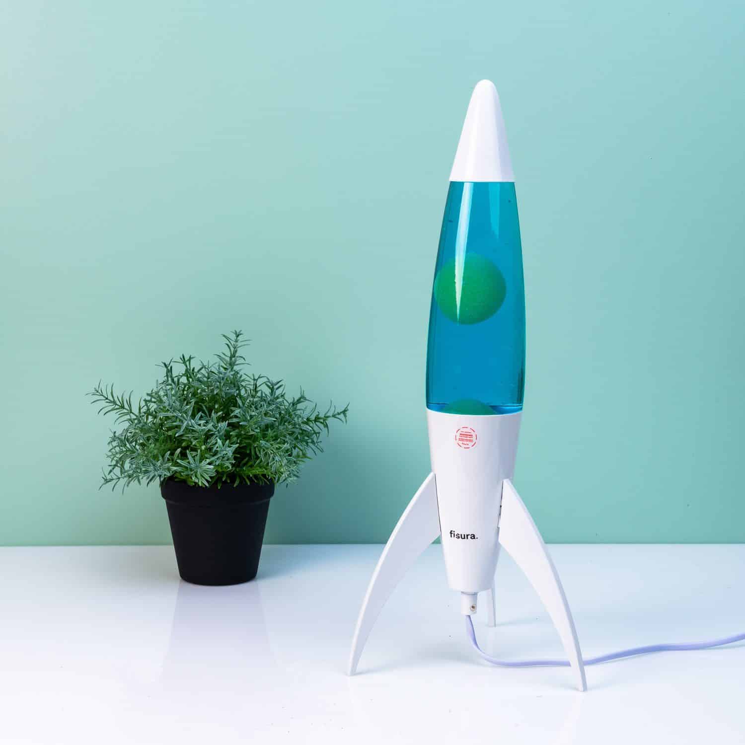 Rocket Lavalampe weiß mit weißer Lava