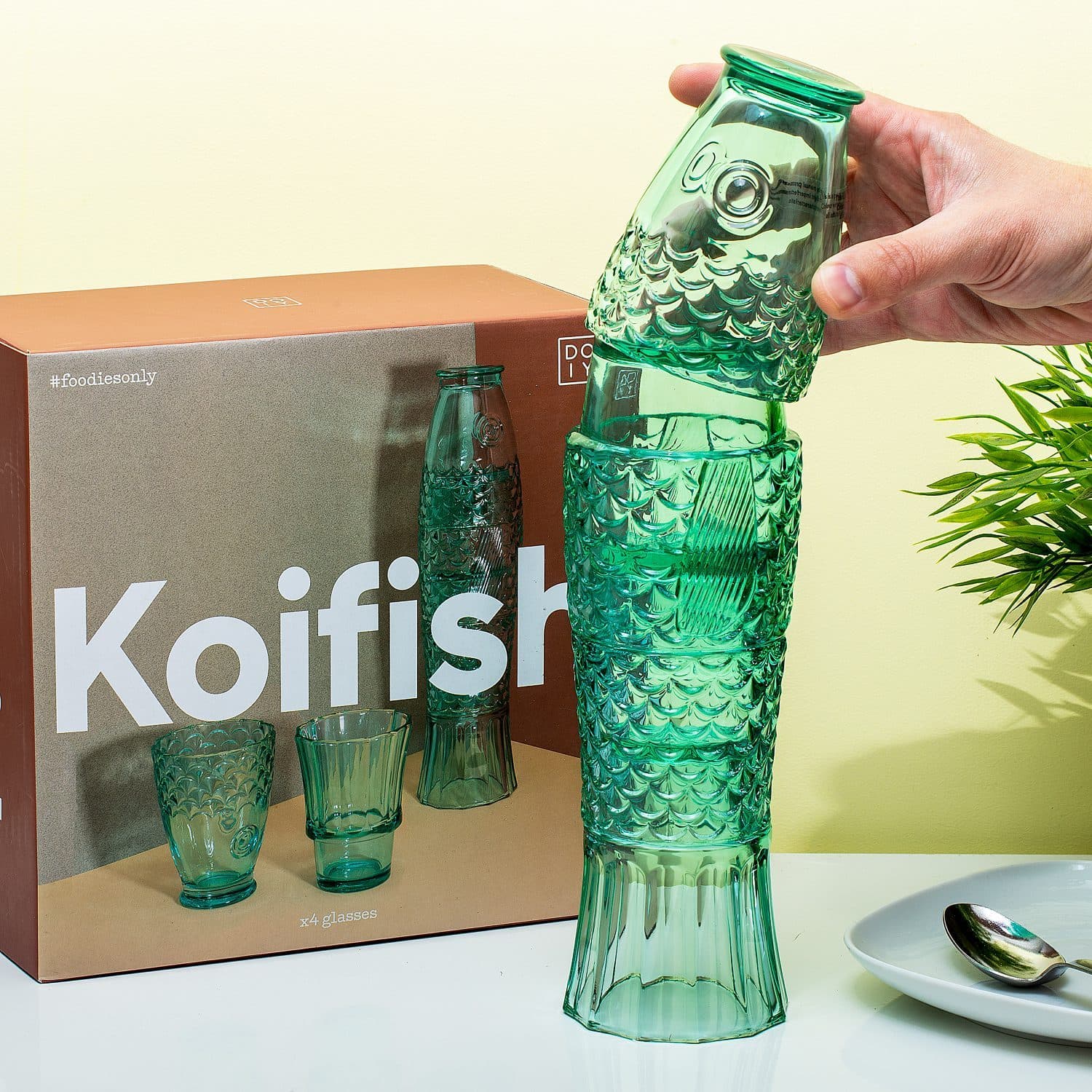 Koi-Gläser (Set von 4) – Grün