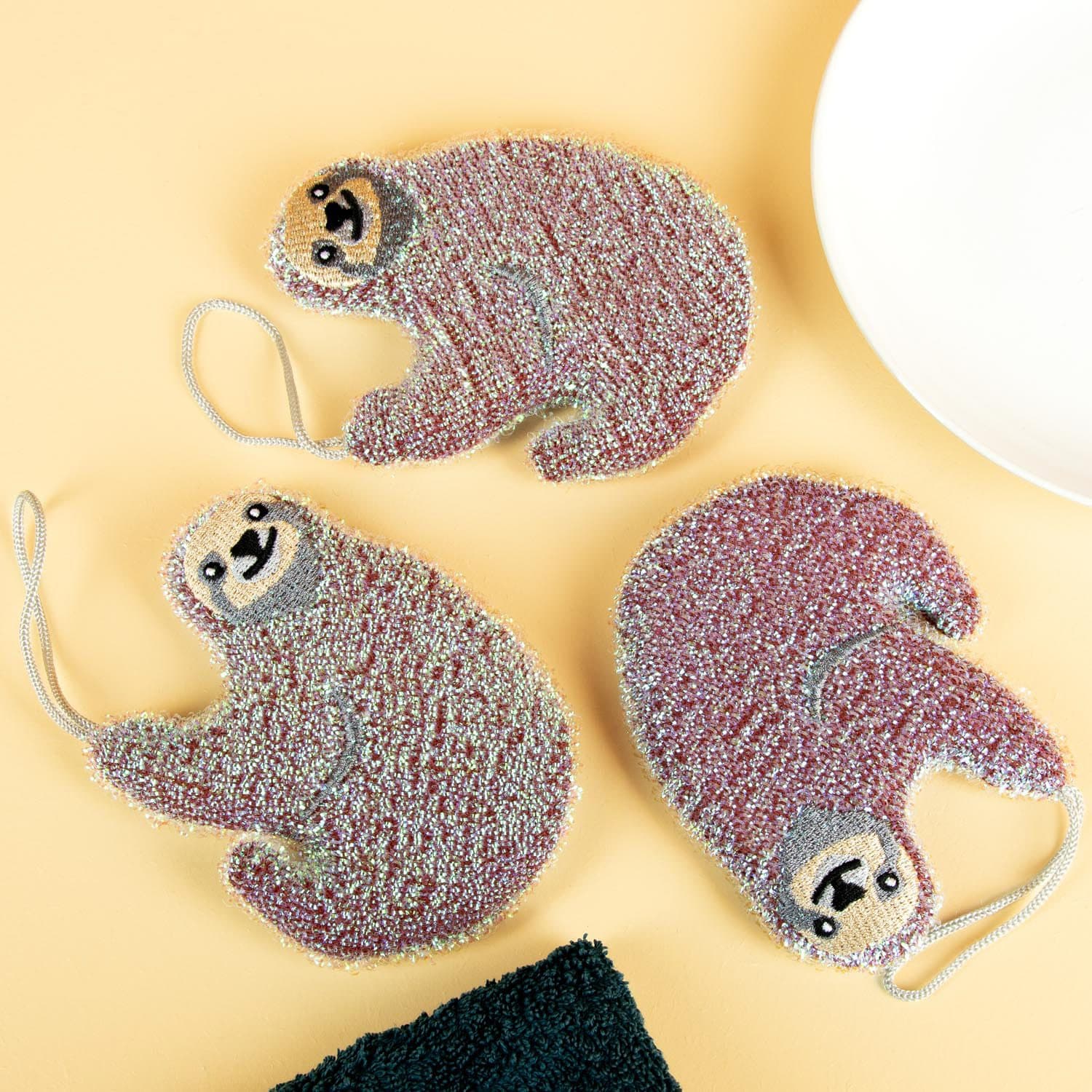 Tier-Spülschwämme – Faultier (Set von 3)