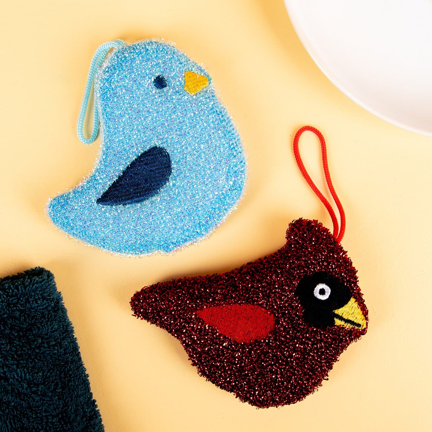 Tierförmige Spülschwämme – Vogel (Set von 2)