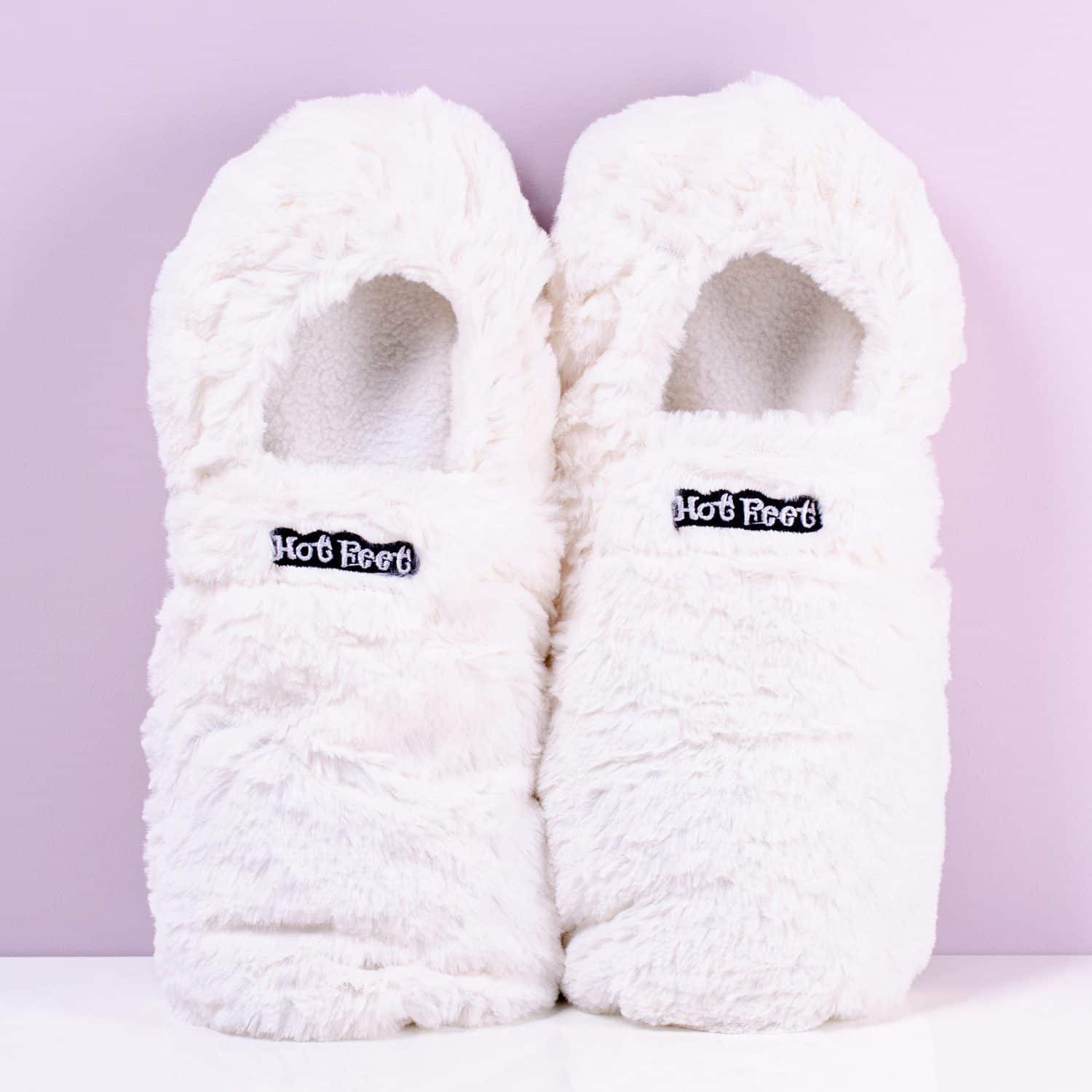 Hot Feet Mikrowellen-Hausschuhe – Niedrig/Weiss