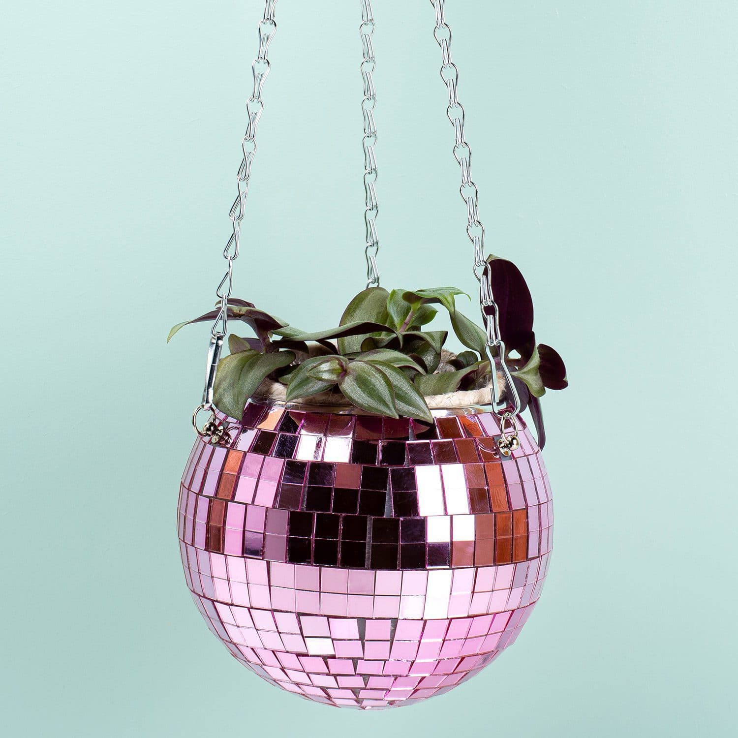 Hängender Discokugel-Blumentopf – Rosa