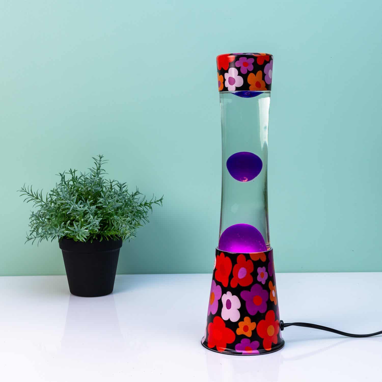 Lavalampe Blumen mit rosa Lava