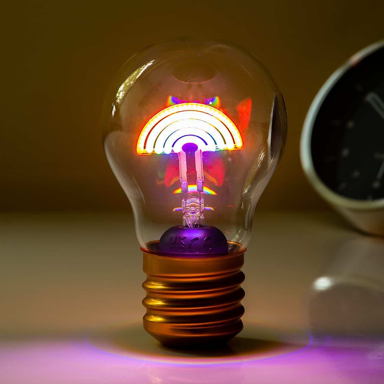 Wiederaufladbare LED-Filamentlampe – Regenbogen