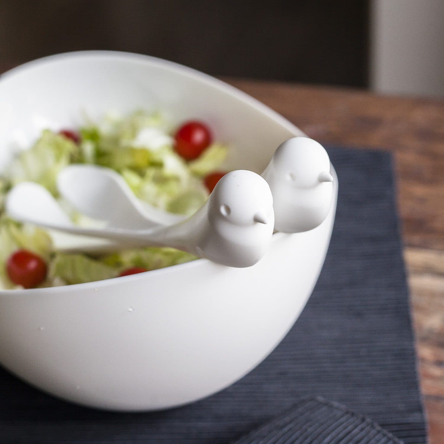 Sparrow Salatschüssel und Besteck – Weiß