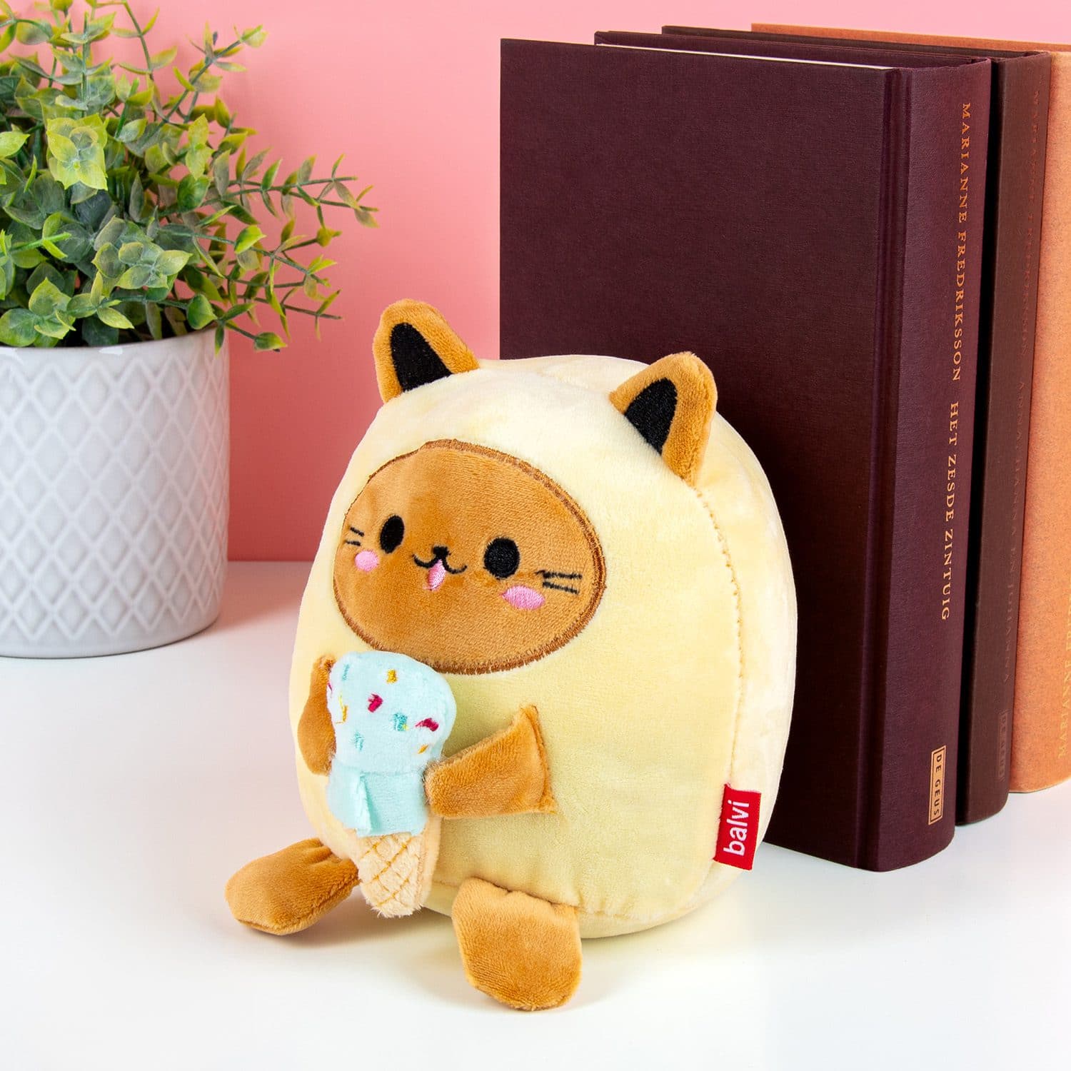Kawaii Katzen-Buchstütze – Gelb/Eis