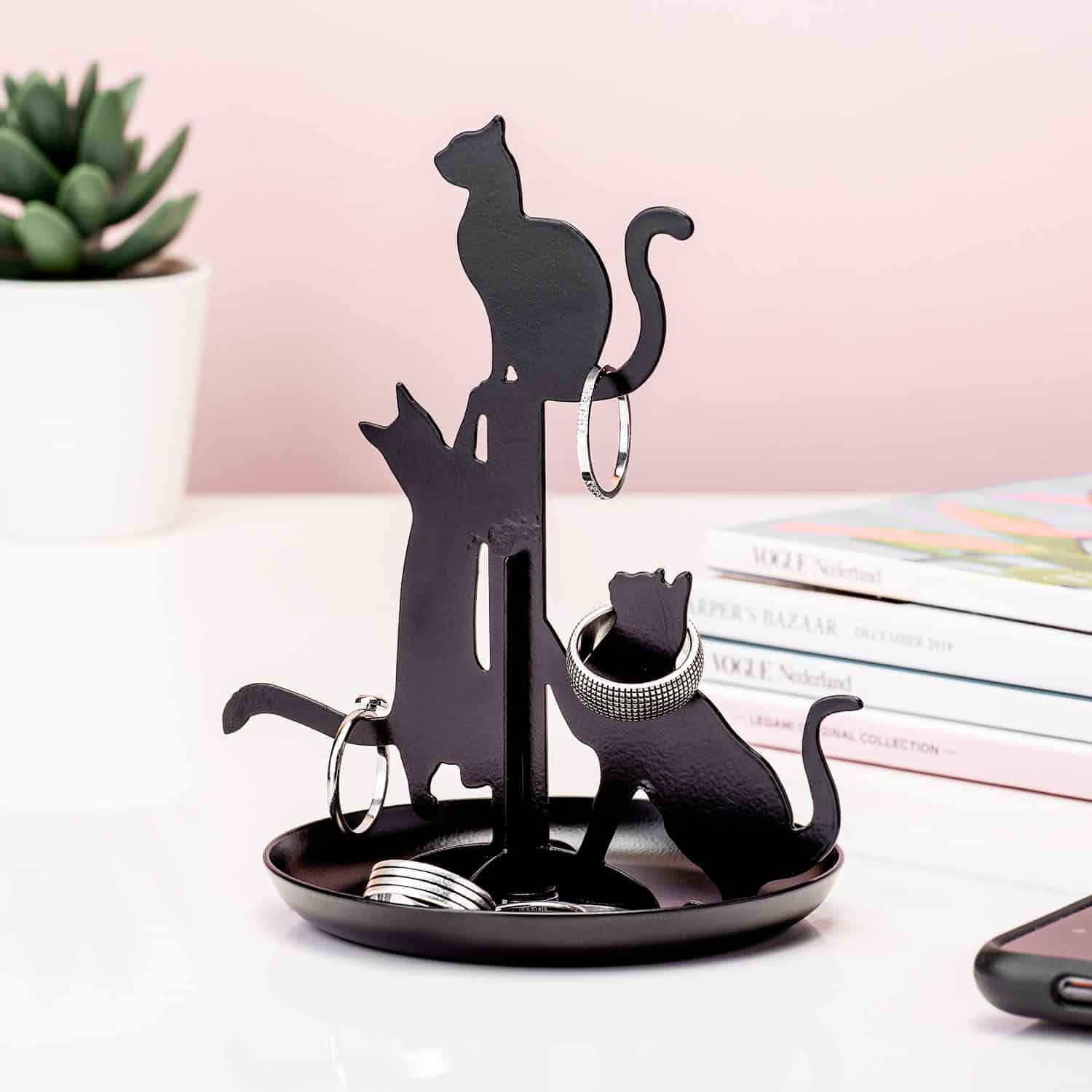 Schwarze Katze Schmuckhalter