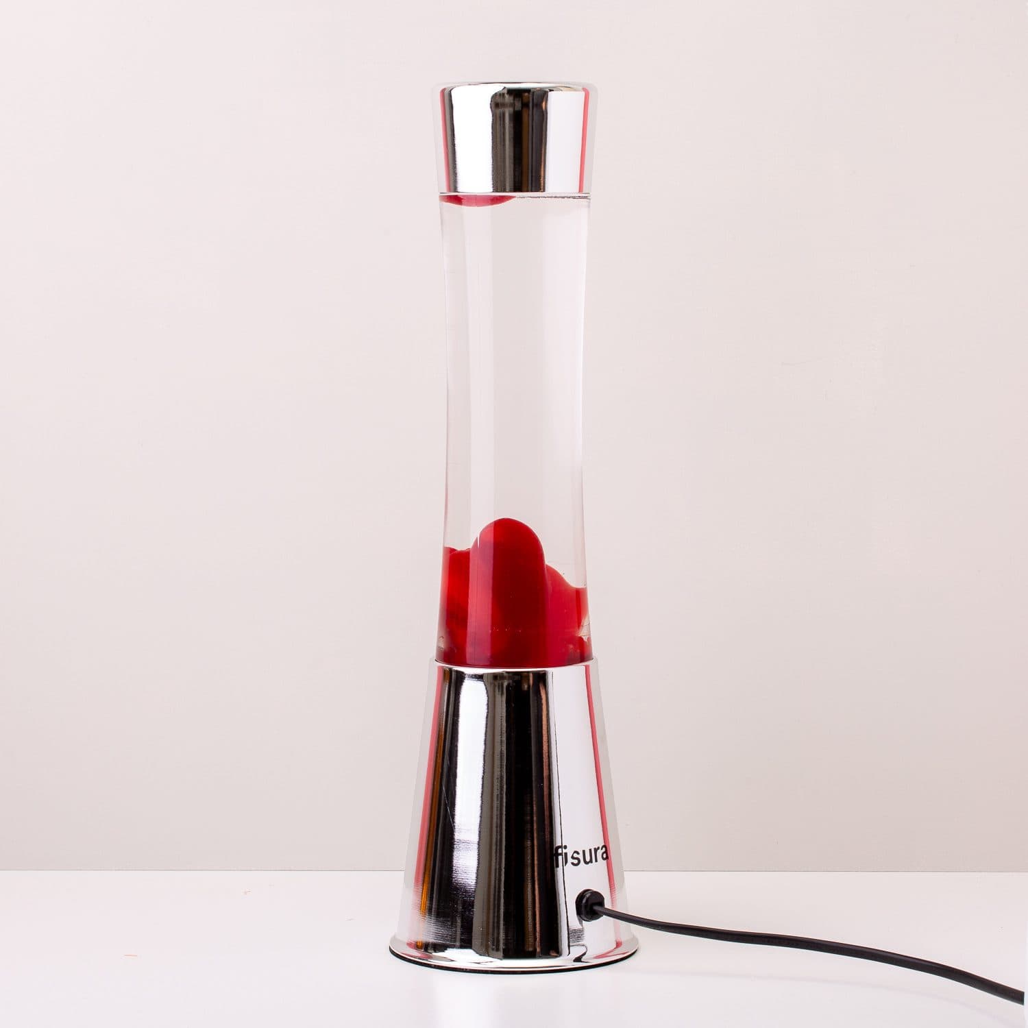 Lavalampe Silber mit roter Lava