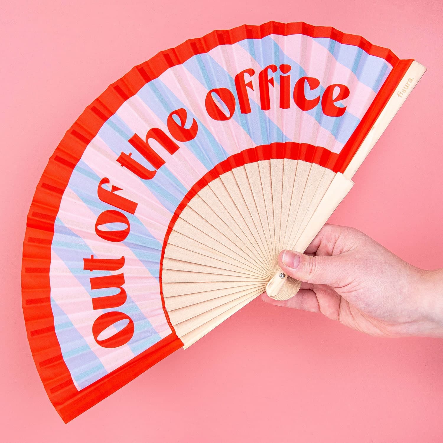 Houten waaier Out of the office