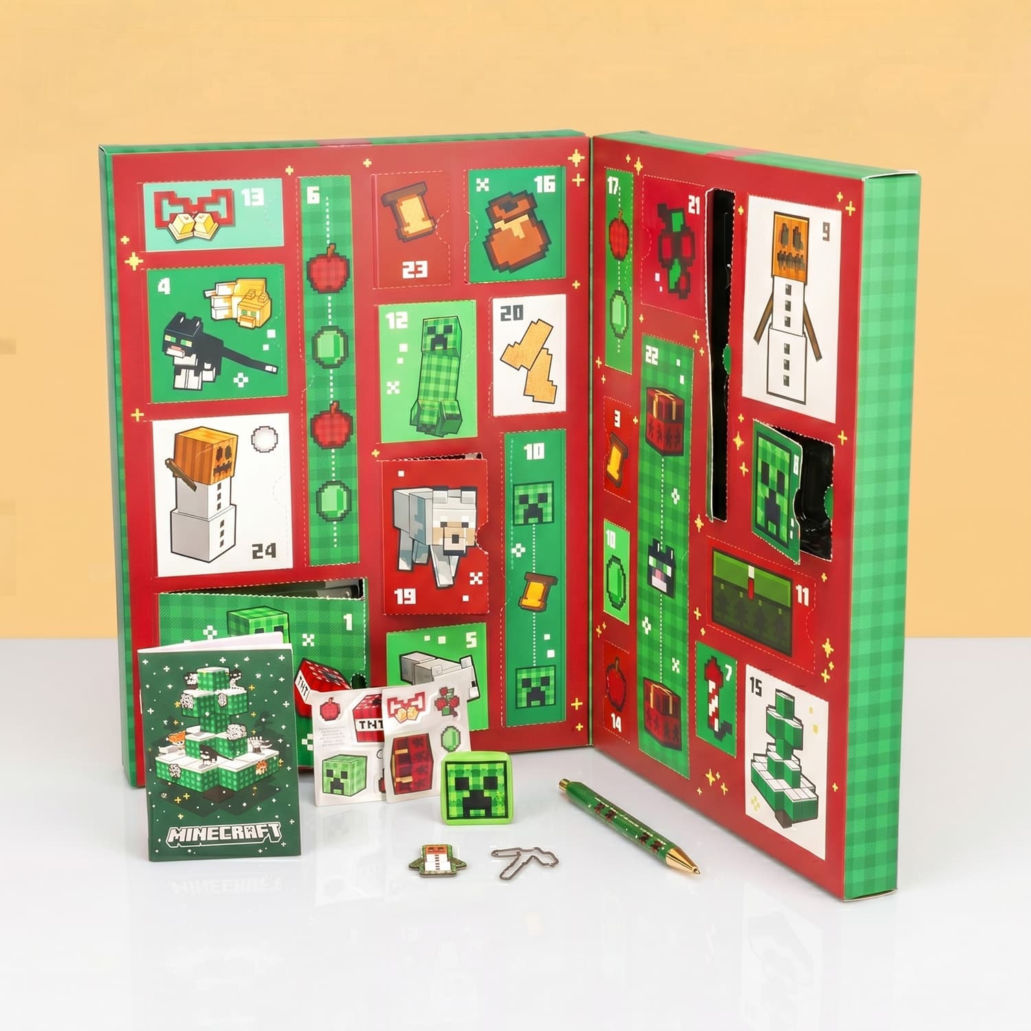 Minecraft adventskalender met schoolspullen