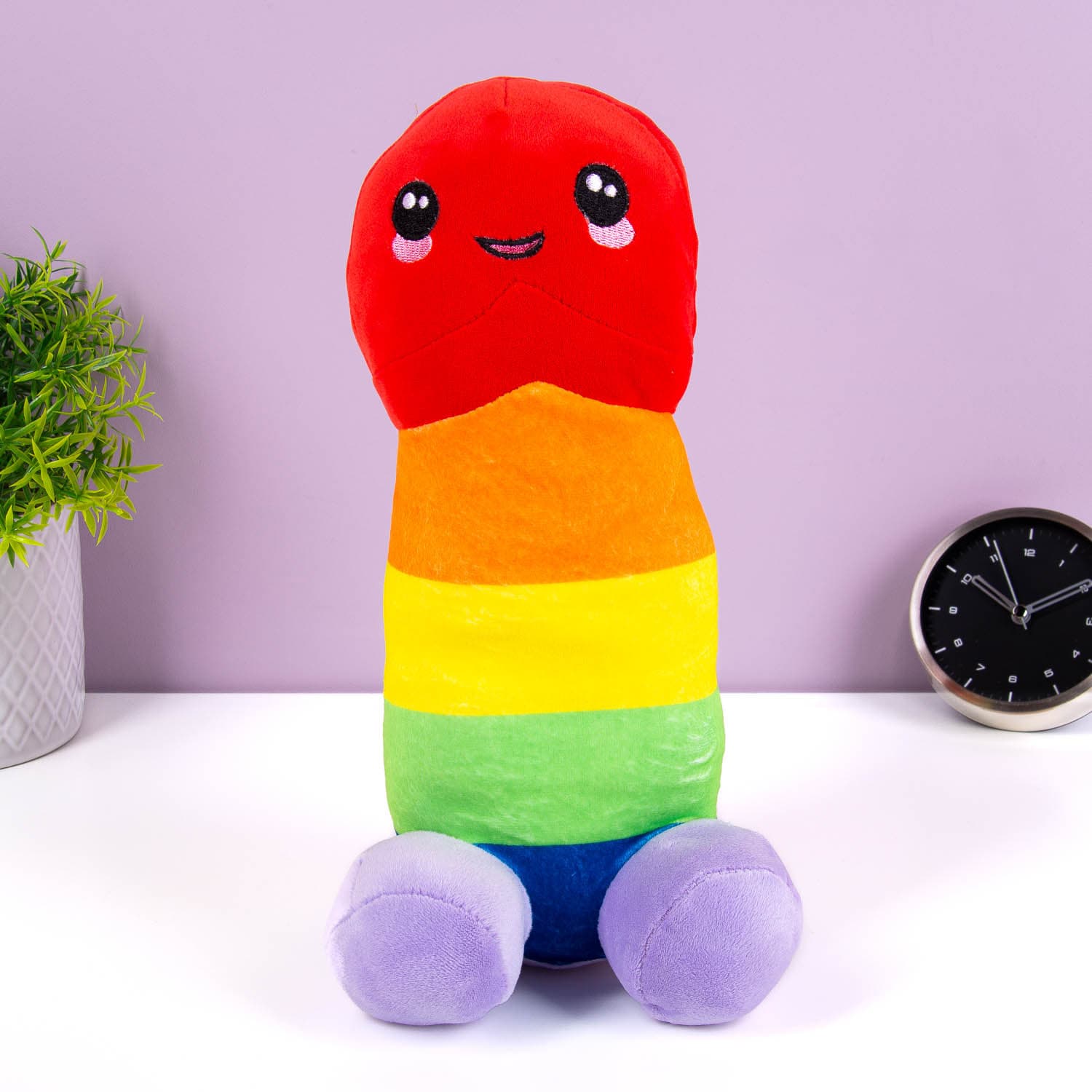 Plush Penis, Rainbow, 30 cm, 100% Polyester, with hangtag
