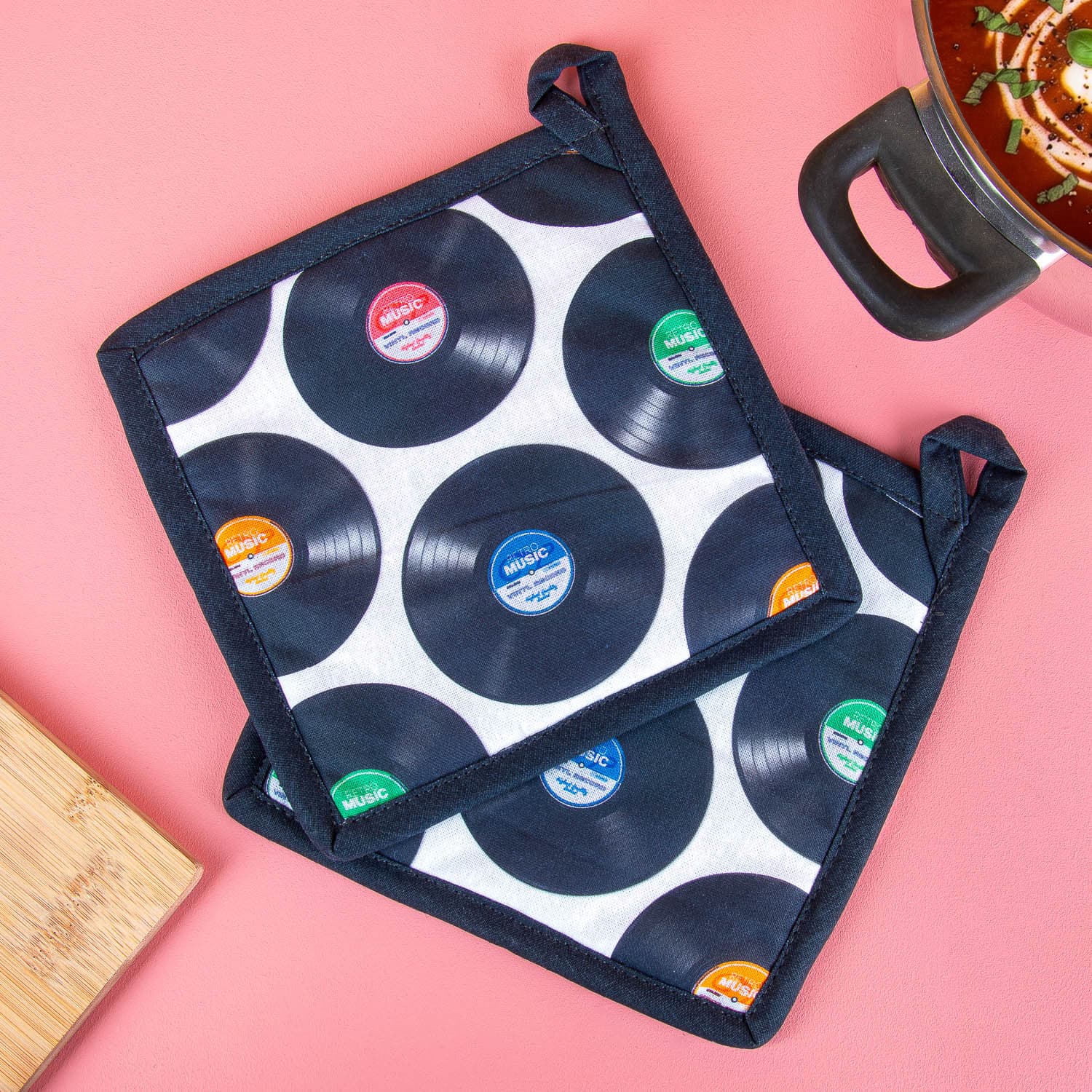 Pot holder, vinyl records