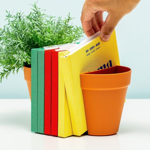Blumentopf-Buchstütze