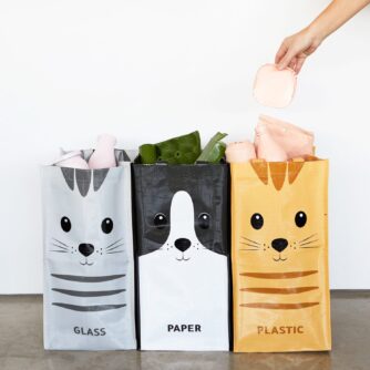 Recycling-Taschen mit Katze (3er-Set)