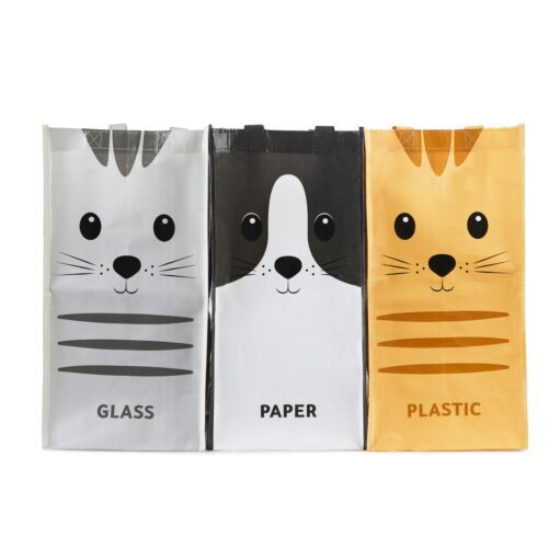 Recycling-Taschen mit Katze (3er-Set)