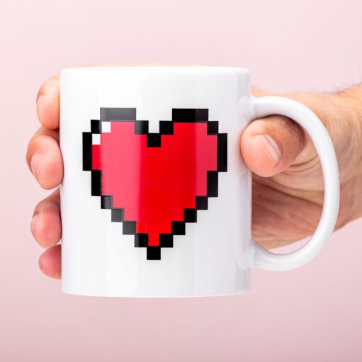 Wärmeempfindliche Tasse Pixelherz