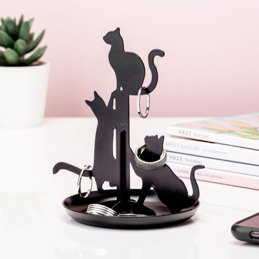 Schwarze Katze Schmuckhalter