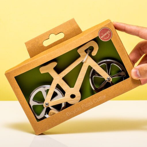 Fahrrad-Pizzaschneider aus Holz