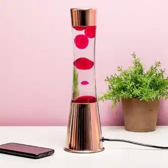 Lavalampe Kupfer mit rosa Lava
