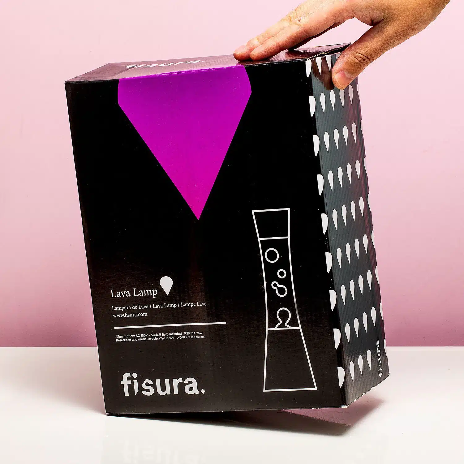 Lavalampe Kupfer mit rosa Lava