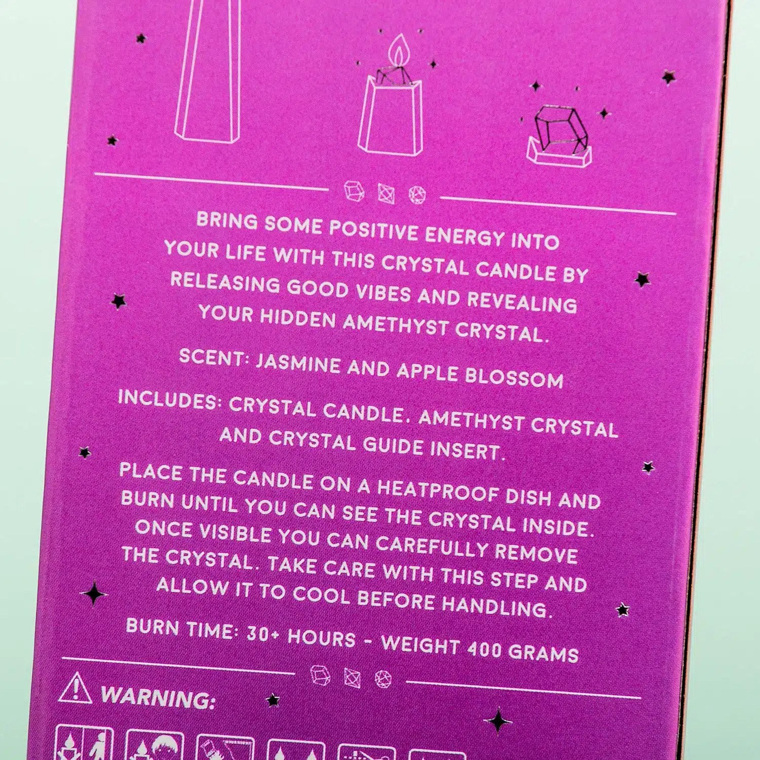 Kristallförmige Kerze mit Amethyst