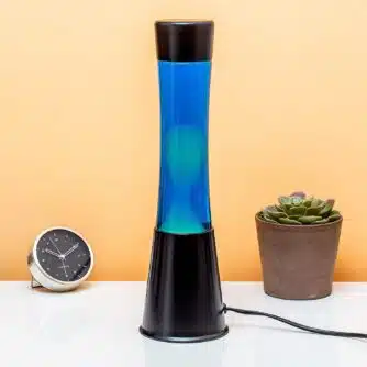 Lavalampe schwarz mit weißer Lava