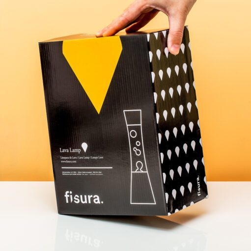Lavalampe Silber mit orangefarbener Lava