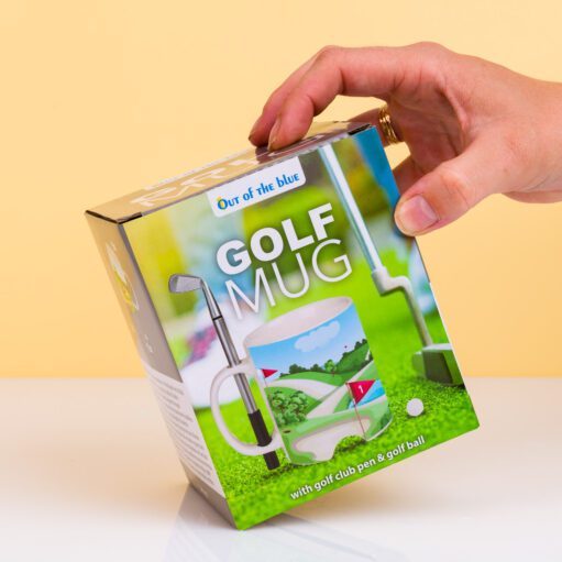 Golftasse mit Golfschläger und Ball