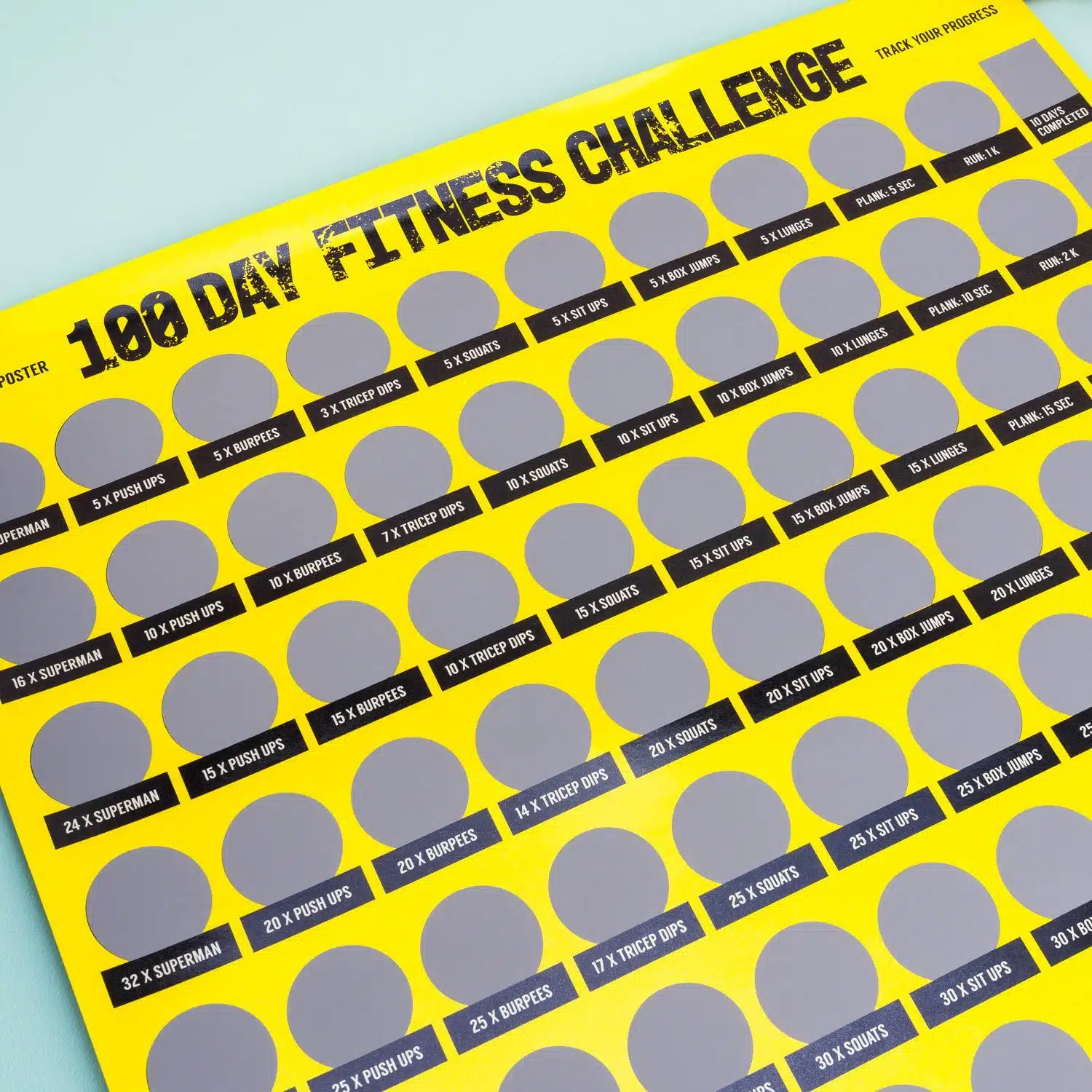 100-Tage Fitness-Herausforderung Kratzposter