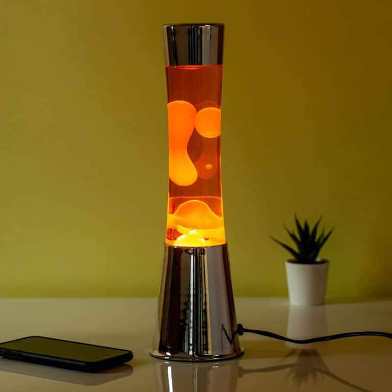 Fisura Lava Lampe Orange - 39,5cm Retro Lampe Mit Ersatzbirne 220V