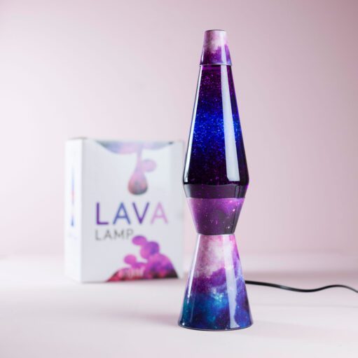 Galaxie Lavalampe mit mehrfarbiger Lava und Glitzern