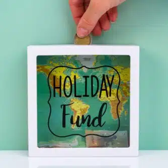 Transparente Spardose - HOLIDAY FUND