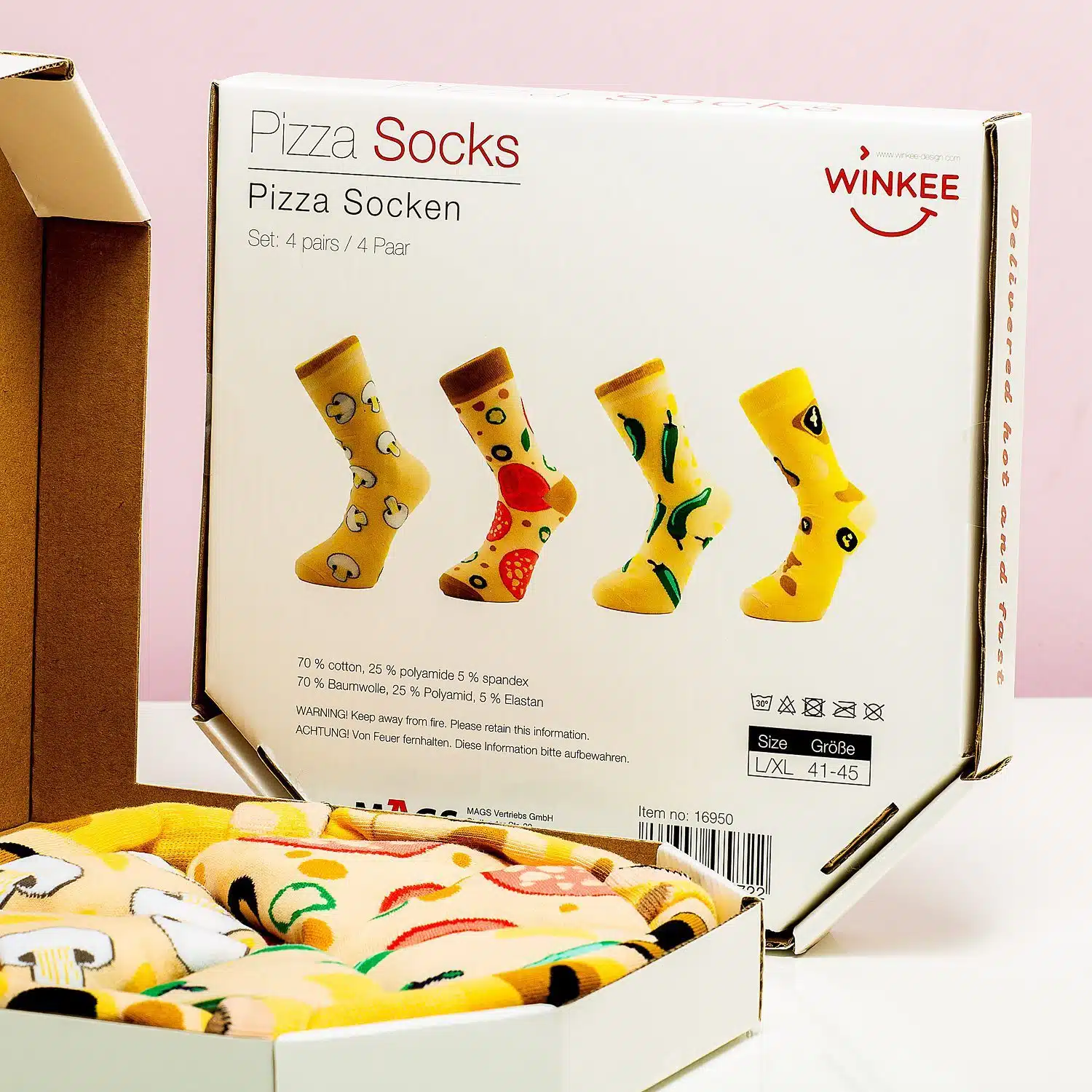 Pizzasocken in einer Box (Set von 4)