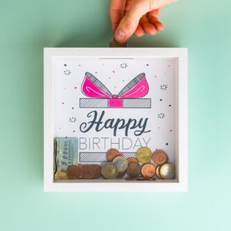 Holz-Sparschwein - HAPPY BIRTHDAY
