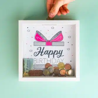 Holz-Sparschwein - HAPPY BIRTHDAY