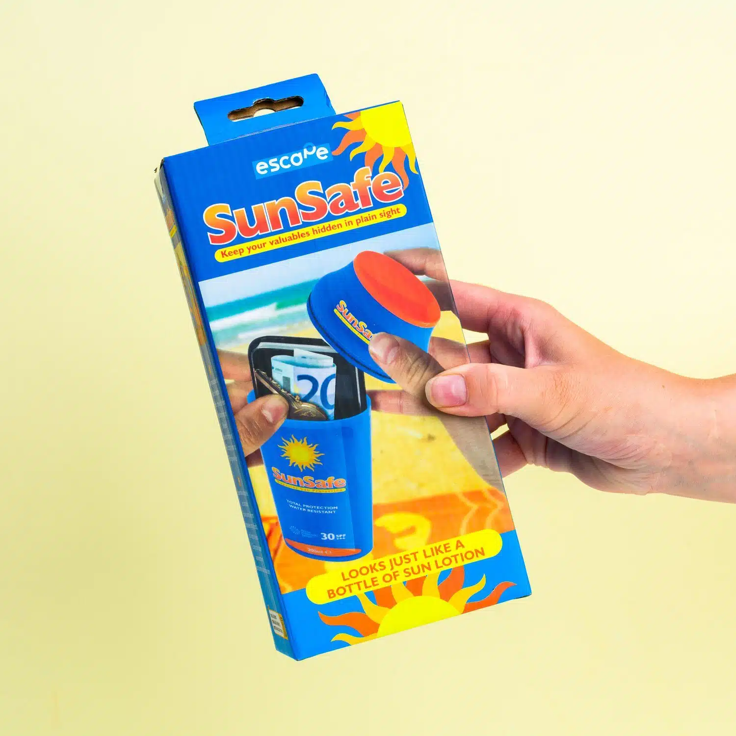 Sonnencreme-Flasche für Wertsachen