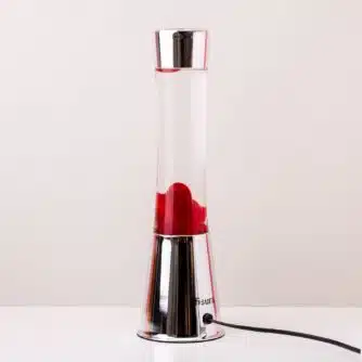 Lavalampe Silber mit roter Lava