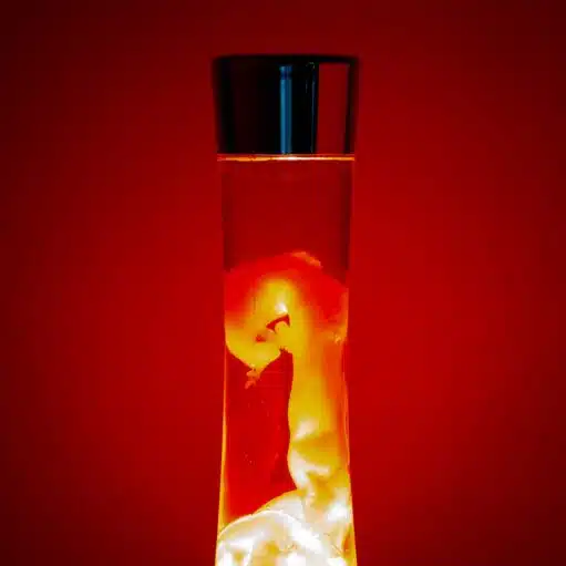 Lavalampe Silber mit roter Lava