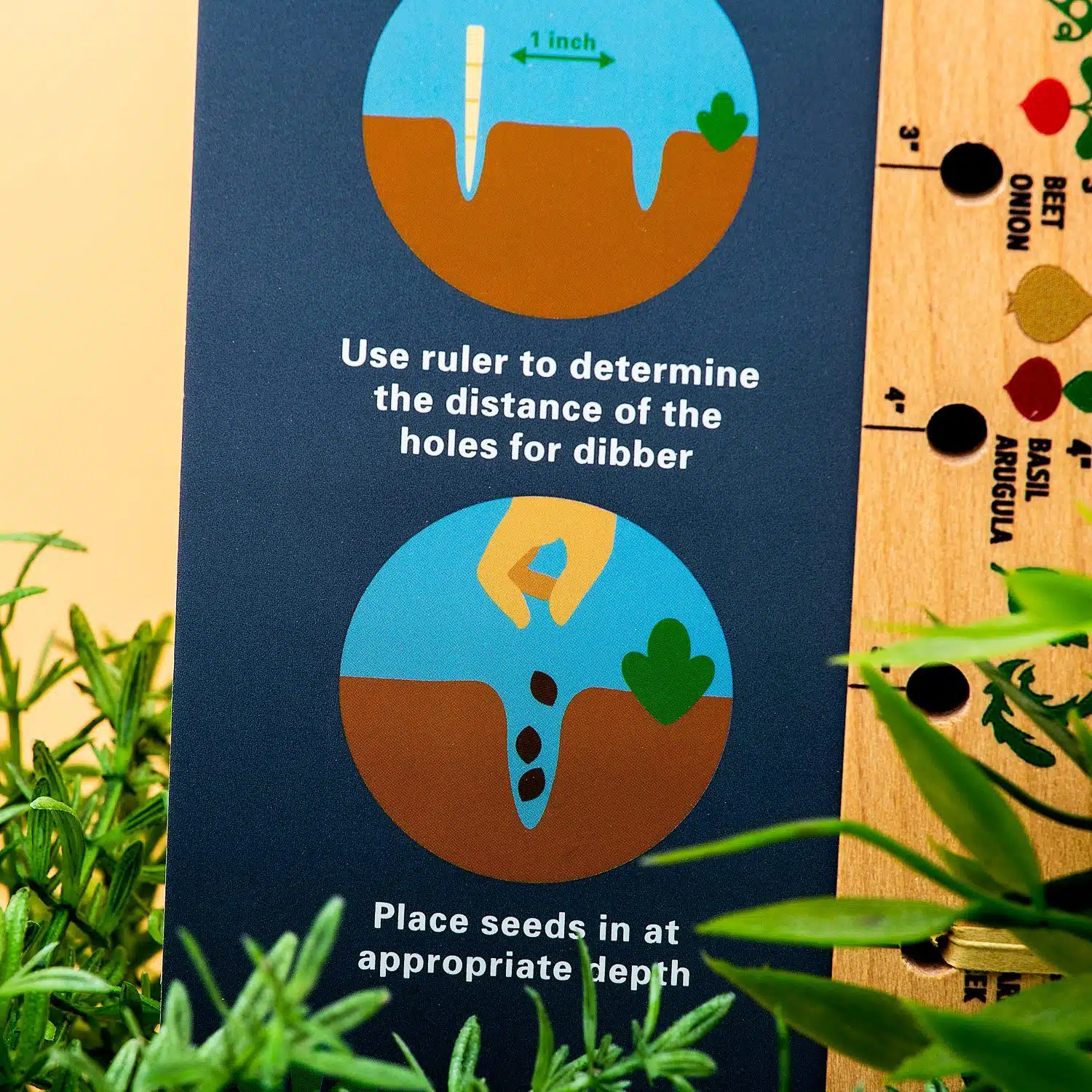 Aussaatlineal und Lochstecher