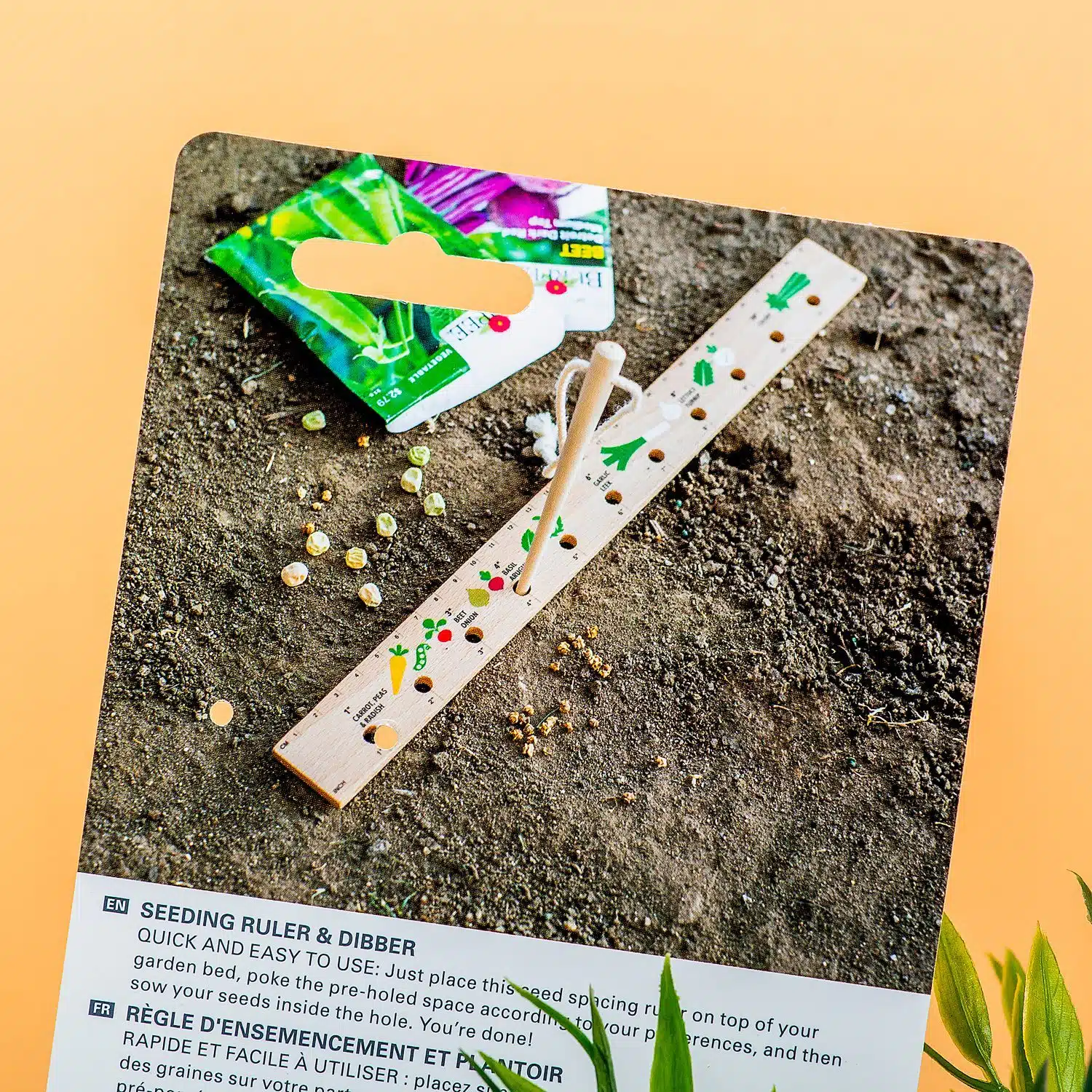 Aussaatlineal und Lochstecher