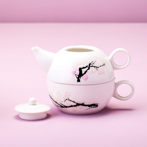 Wärmeempfindliche Blüten Teekanne und -tasse