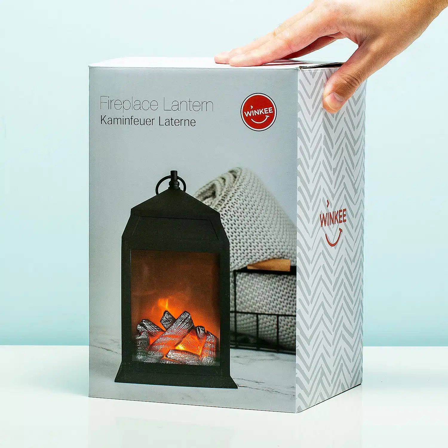 Laterne mit Kaminfeuer