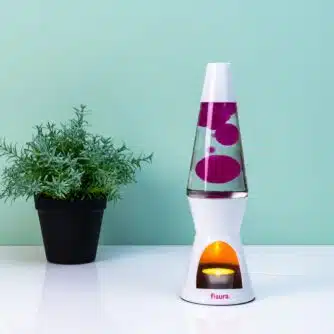 Teelicht Lavalampe - Weiß mit rosa Lava