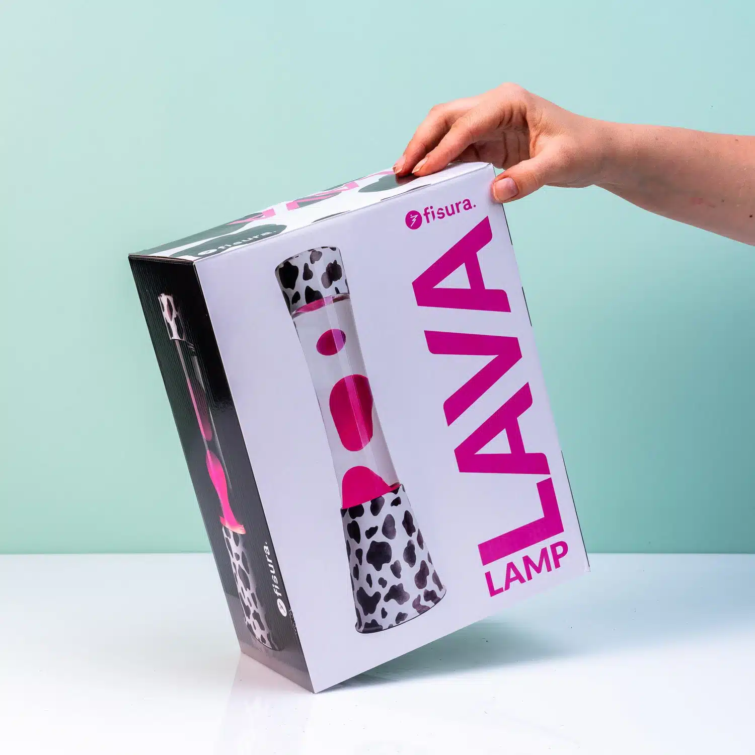 Lavalampe Kuh mit rosa Lava