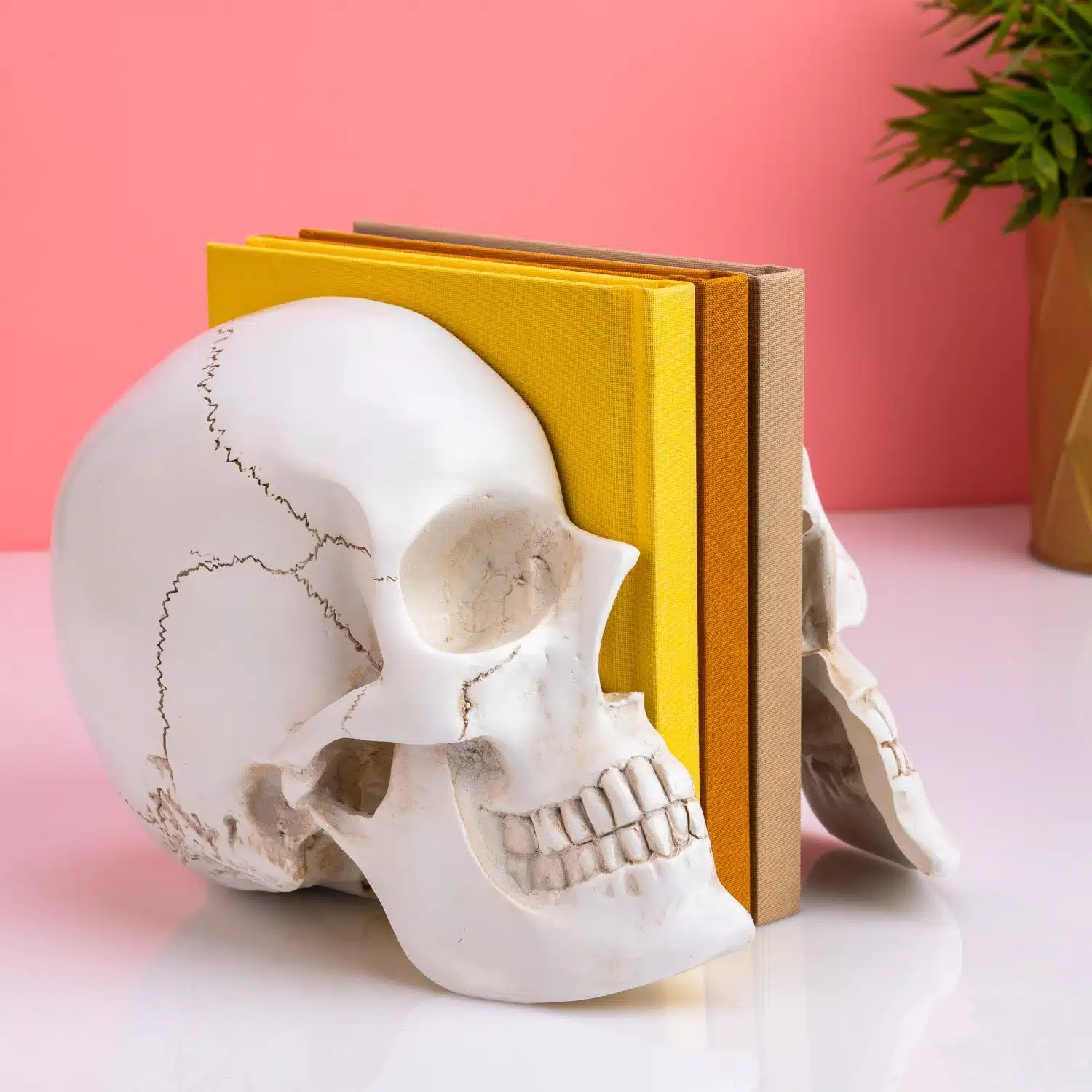 Schädel Buchstützen (Set von 2)